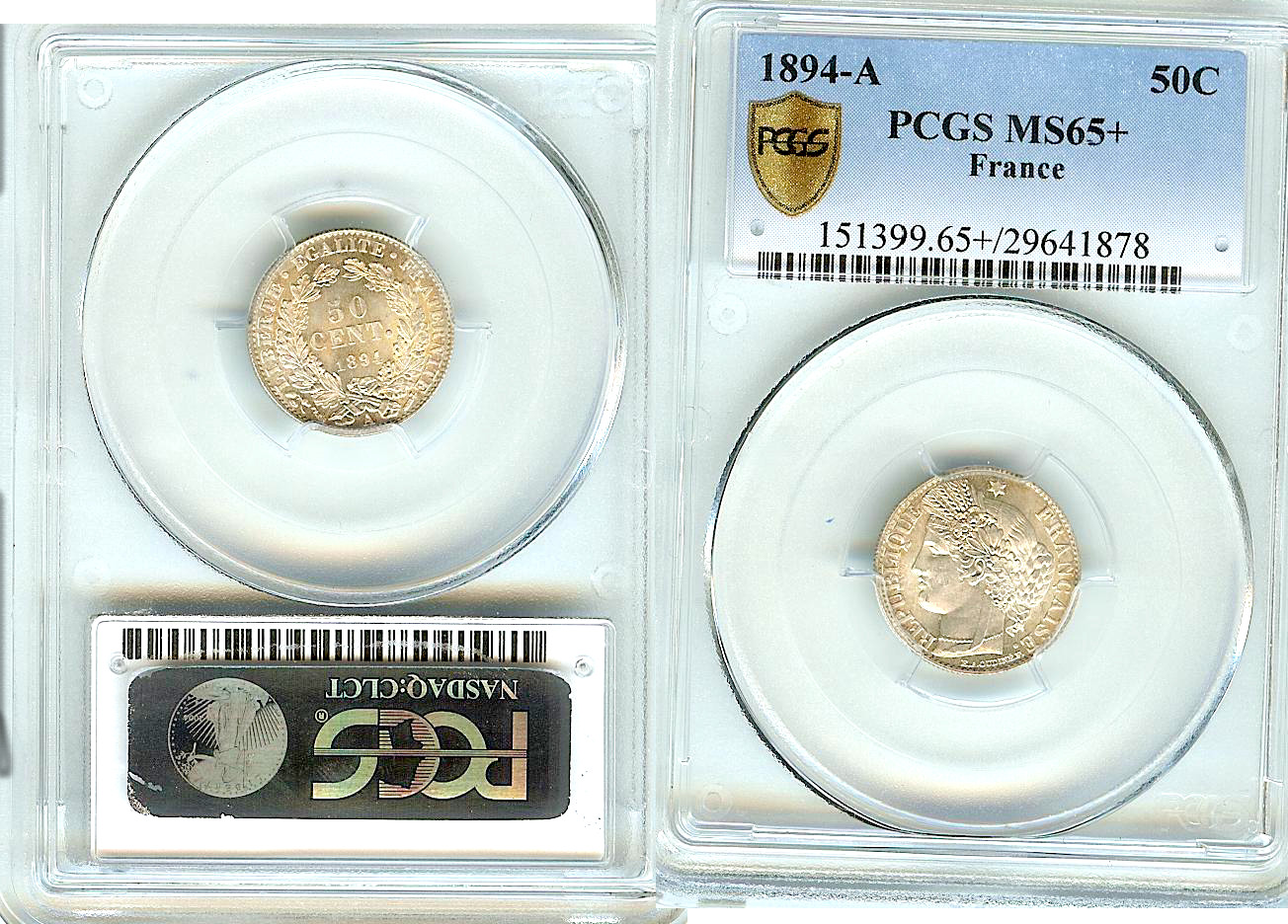 50 centimes Ceres 1894 PCGS MS65